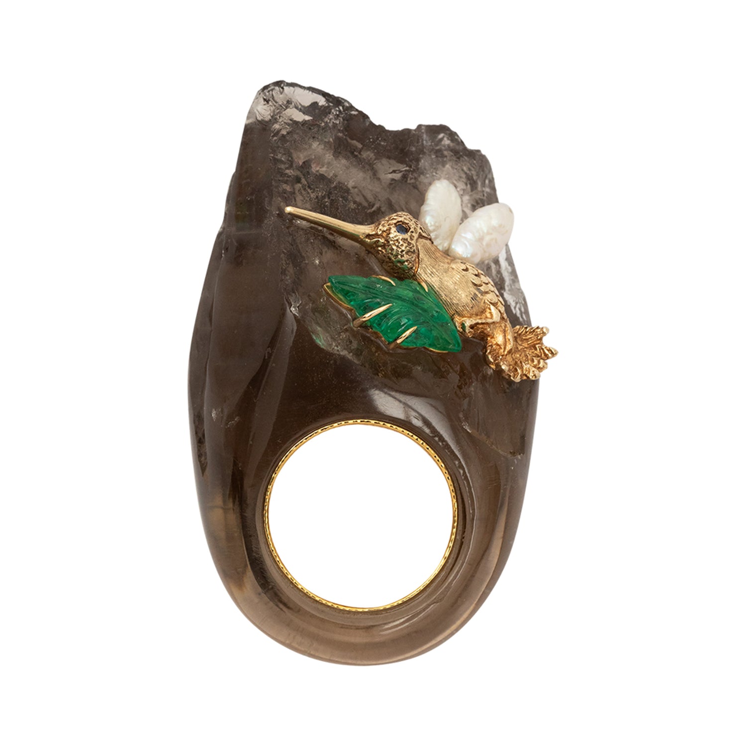 Hummingbird Smoky Quartz Ring