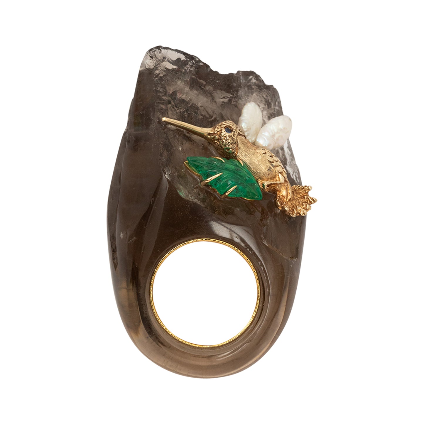 Hummingbird Smoky Quartz Ring