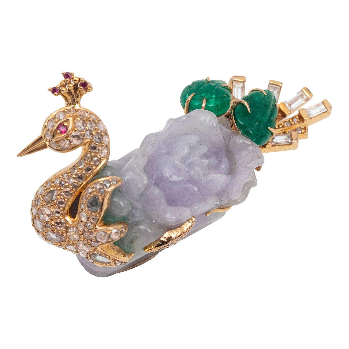 Lavender Jade Dancing Peacock Ring