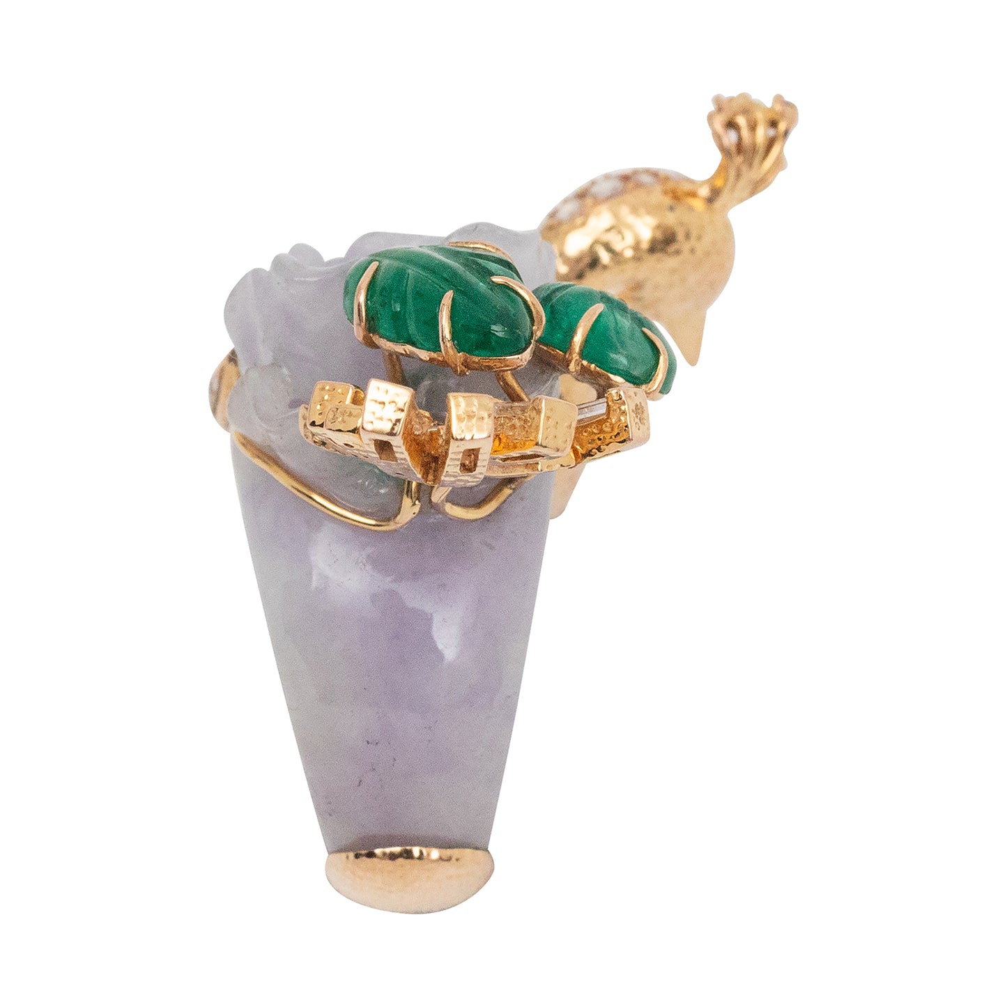 Lavender Jade Dancing Peacock Ring