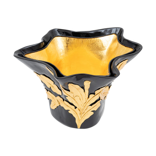 Carved Teak Champagne Bucket with Copper and Goldleaf