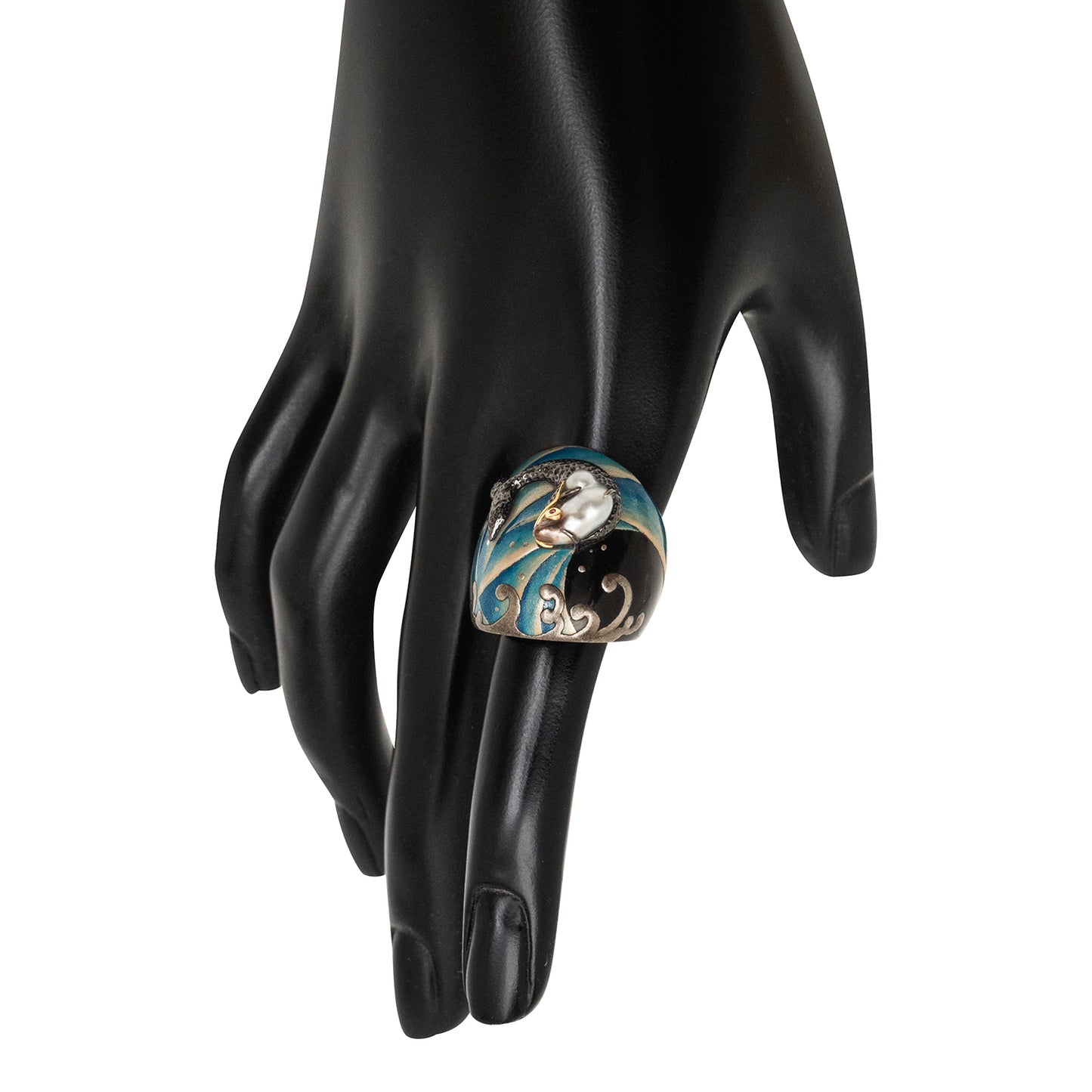 Playful Dolphin Japanese Lacquer Ring (