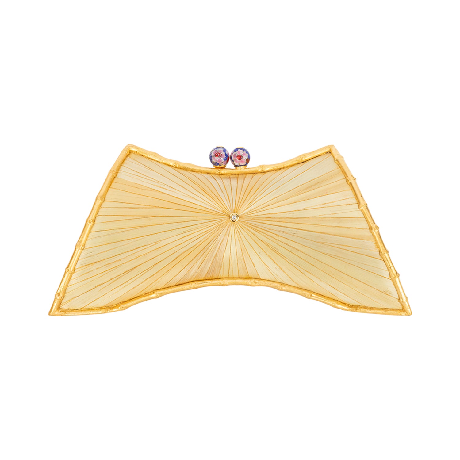 Marquetry Saddle Clutch Bag with Cloisonne and Diamond