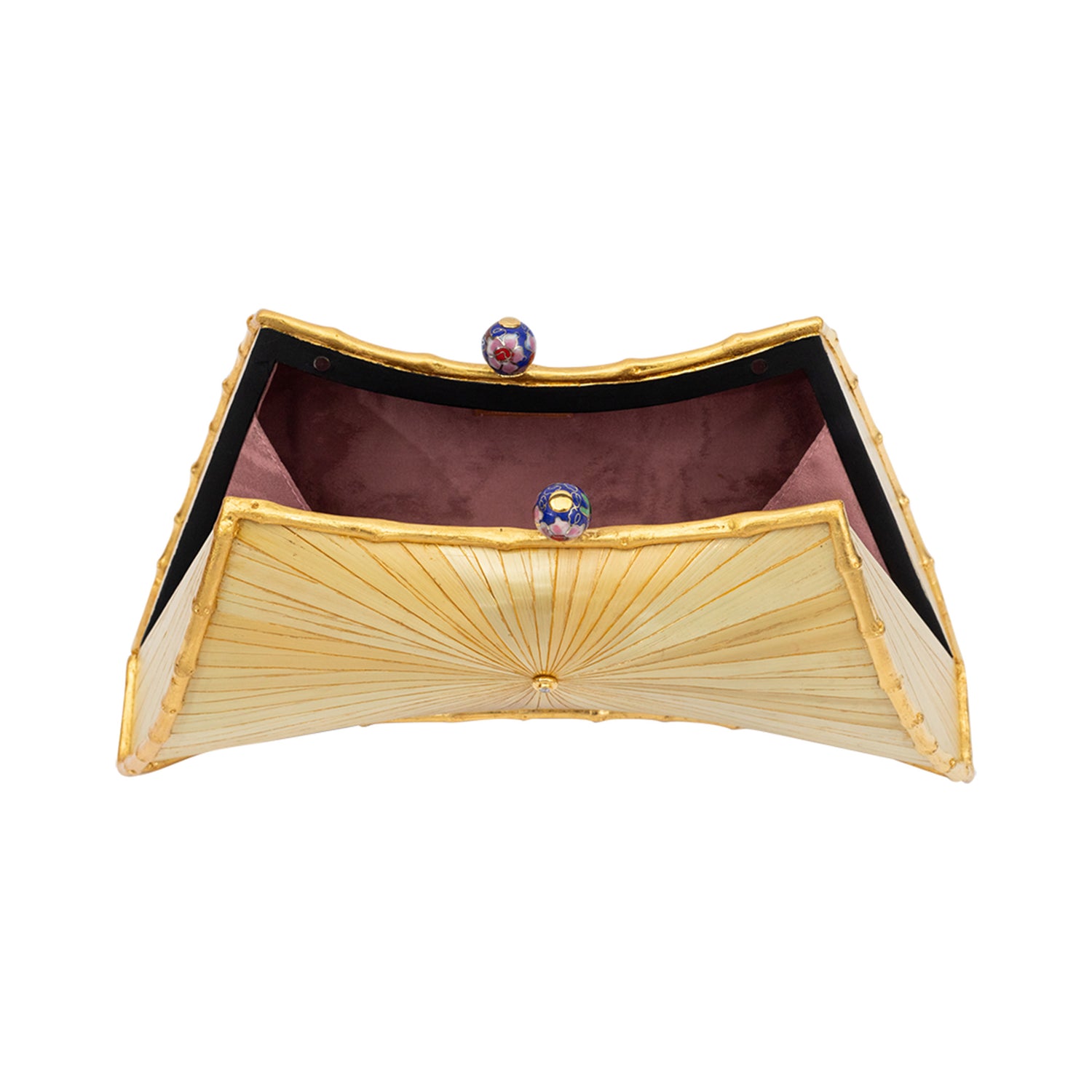 Marquetry Saddle Clutch Bag with Cloisonne and Diamond