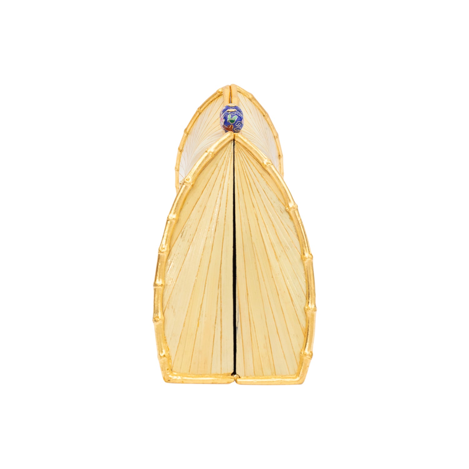 Marquetry Saddle Clutch Bag with Cloisonne and Diamond