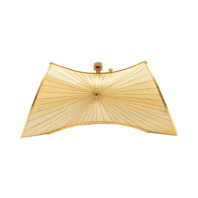 Marquetry Saddle Clutch Bag with Crystal Kundan