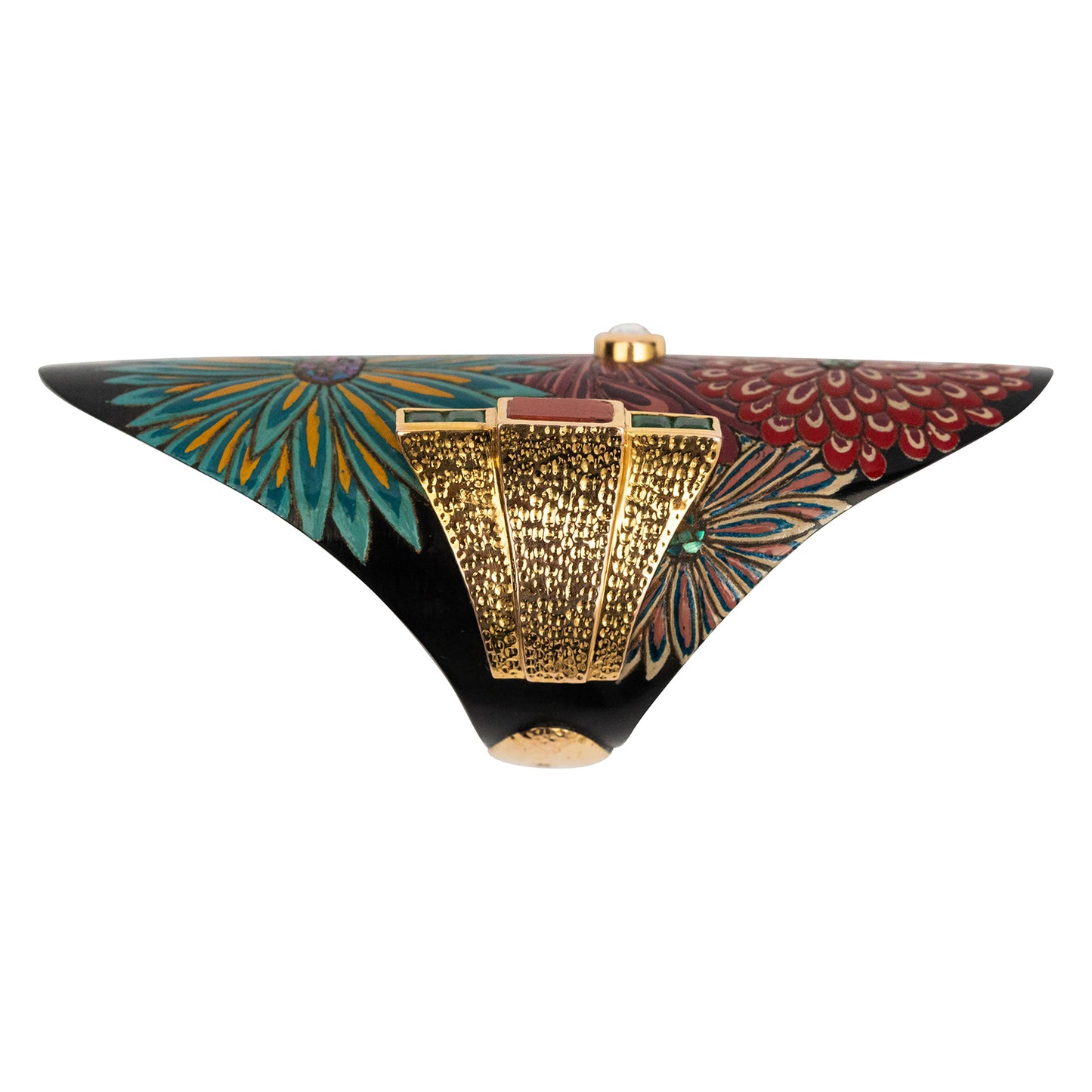 Japanese Lacquer Index Ring with Blooming Sakura Motifs