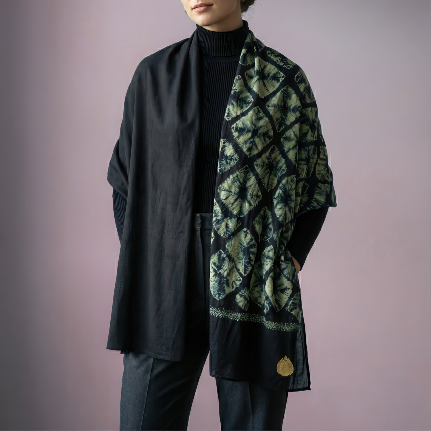 Hand-Dyed and Woven Shibori Shawl