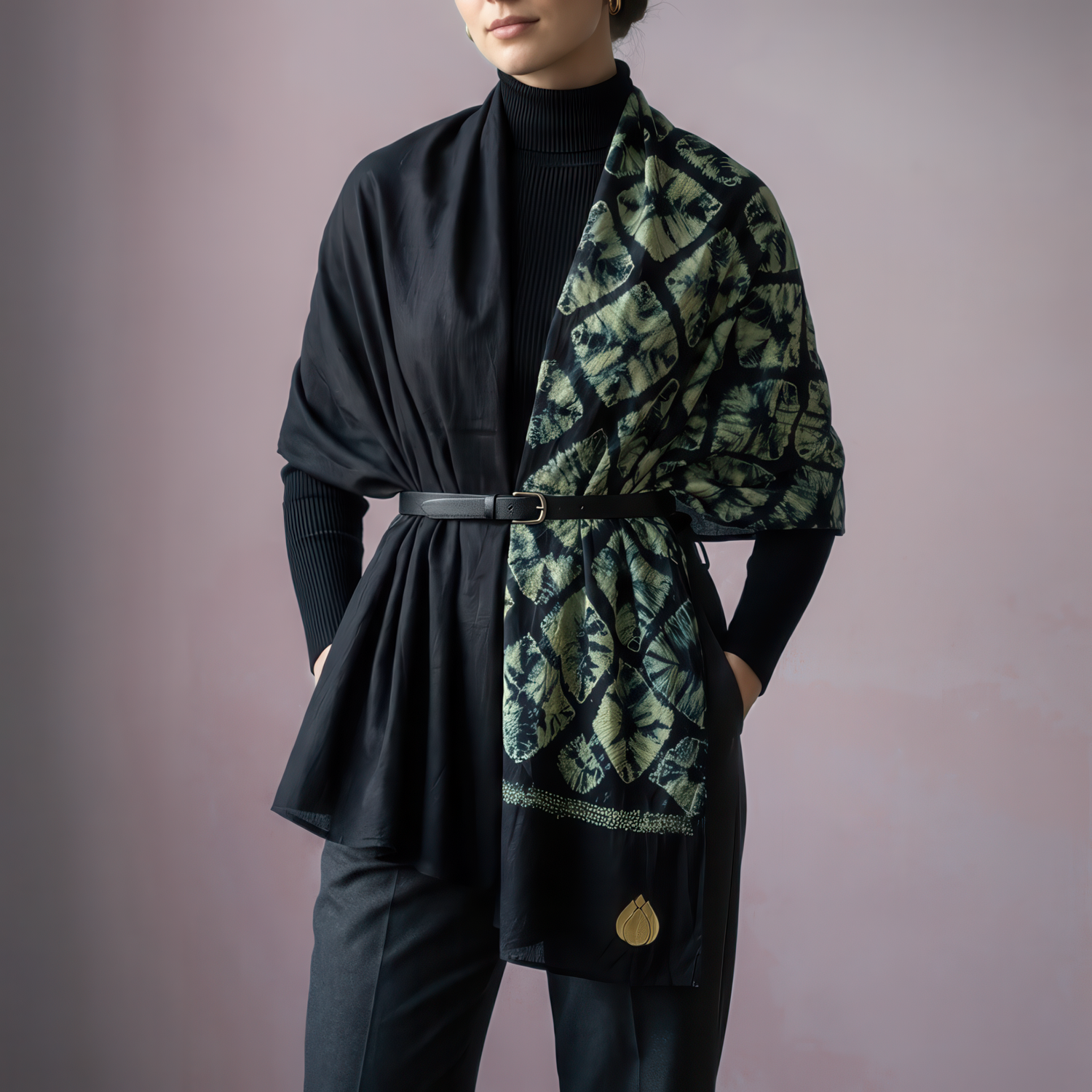 Hand-Dyed and Woven Shibori Shawl