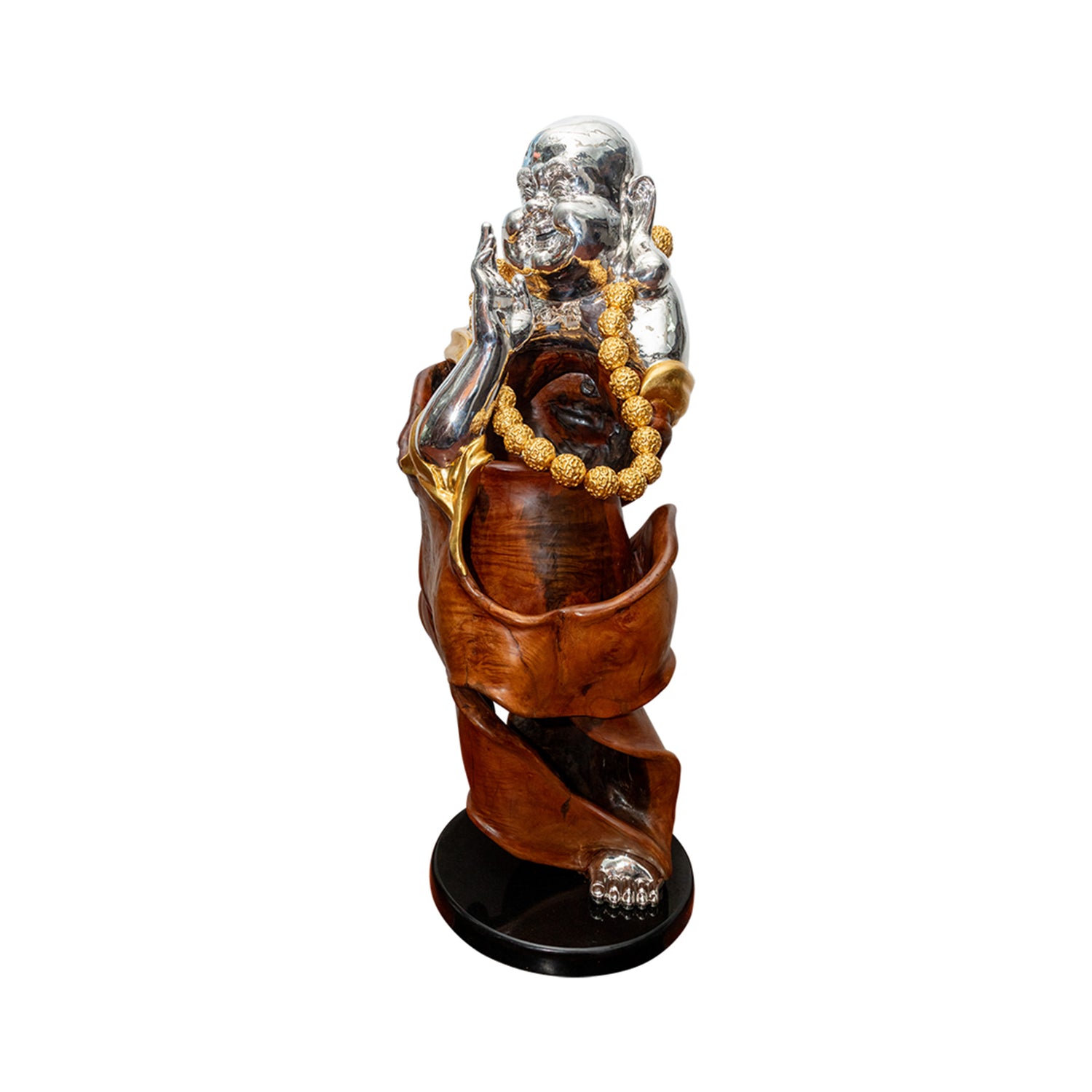 Teak Root Wood Happy Monk Sculpture