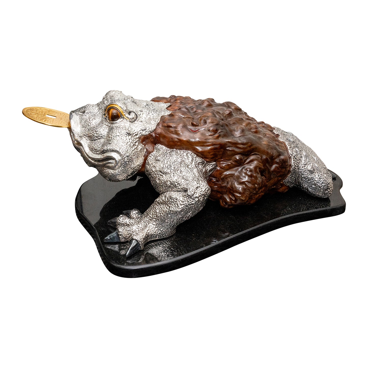 Burl Wood Lucky Toad Sculpture