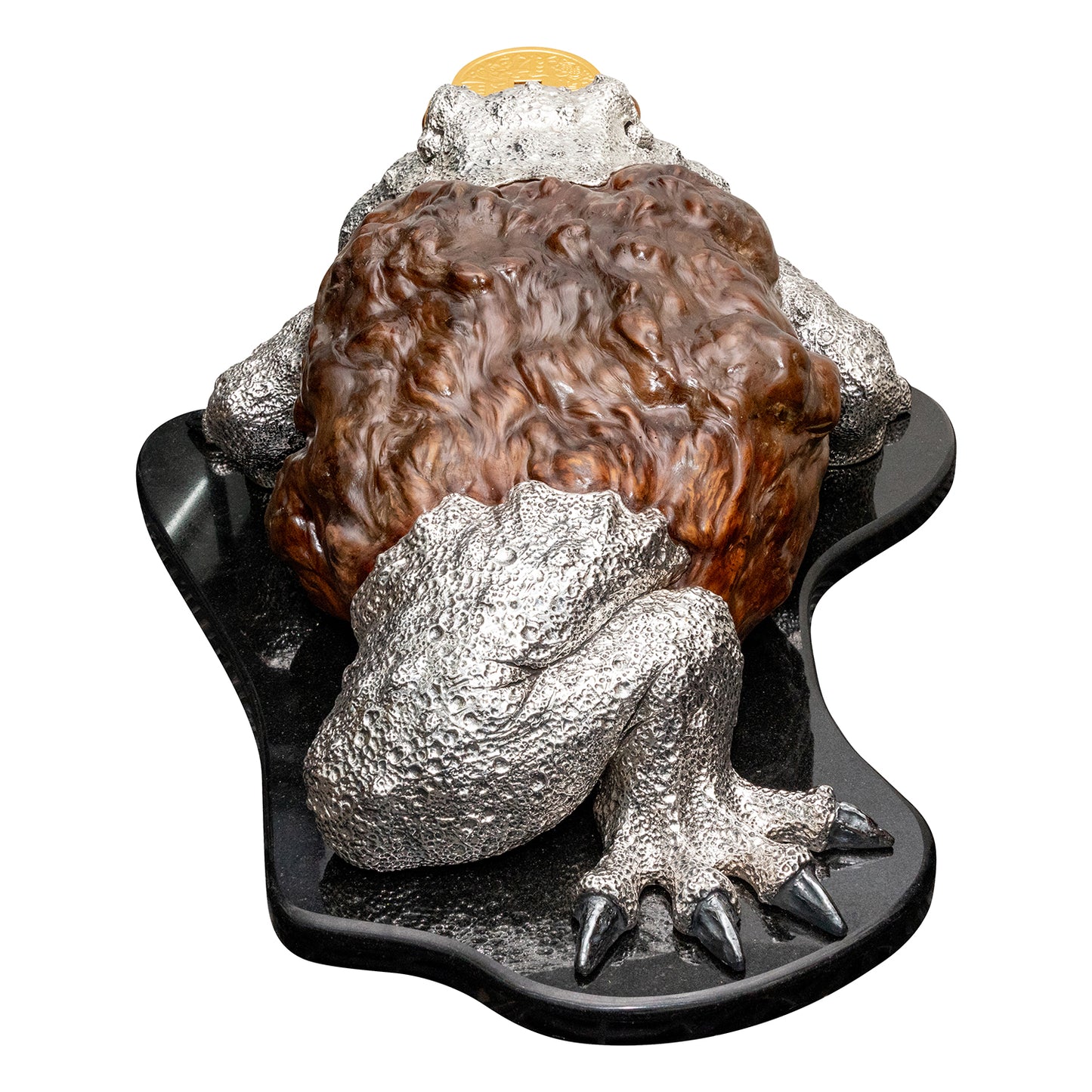 Burl Wood Lucky Toad Sculpture