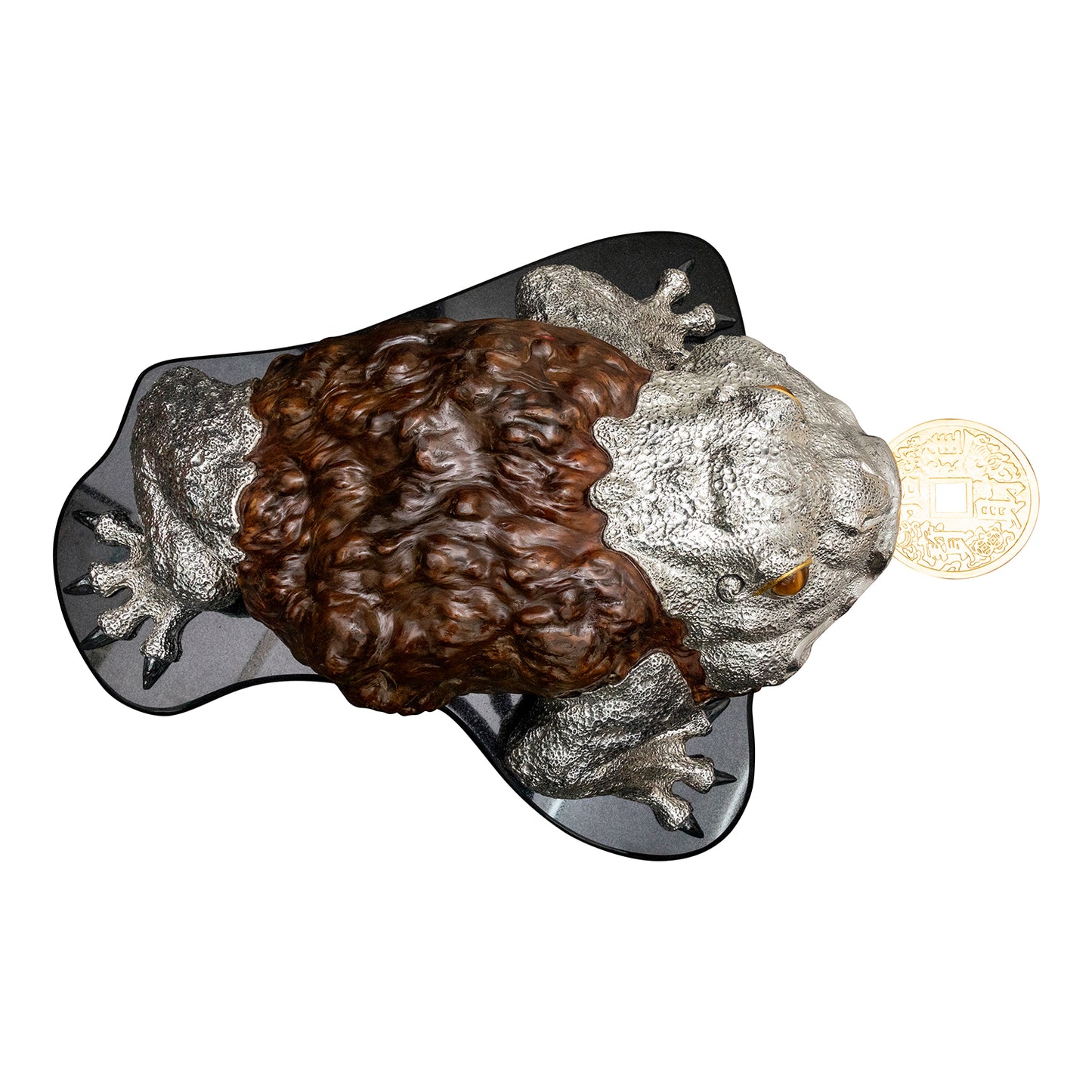 Burl Wood Lucky Toad Sculpture