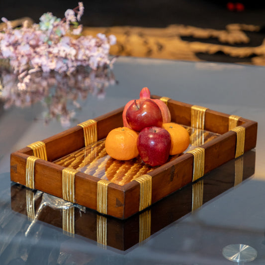 Rattan Tray with Gold Leaf