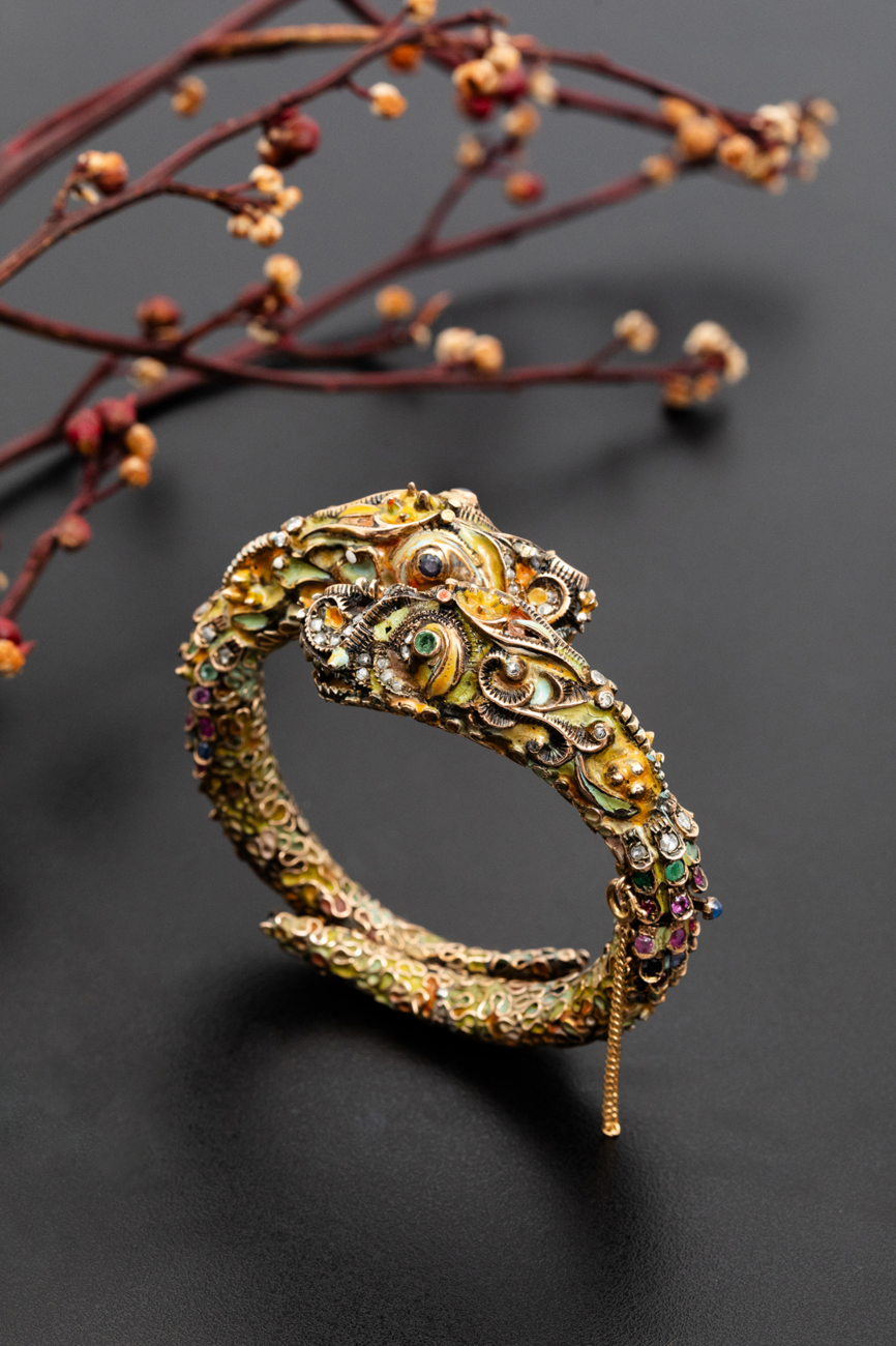 Vintage Dragon Enamel Bangle