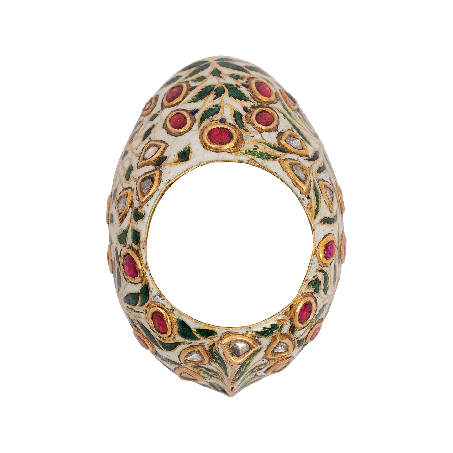 Old Archers ring with Rubies & Diamond Polkis with old Enamel in 22/24K Gold