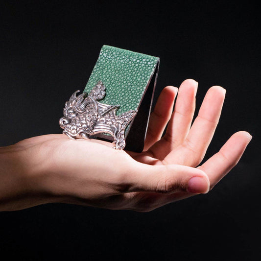 Galuchat Leather Money Clip with Dragon Fish