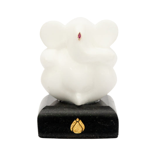 Blessings of Prosperity – White Marble Ganesha