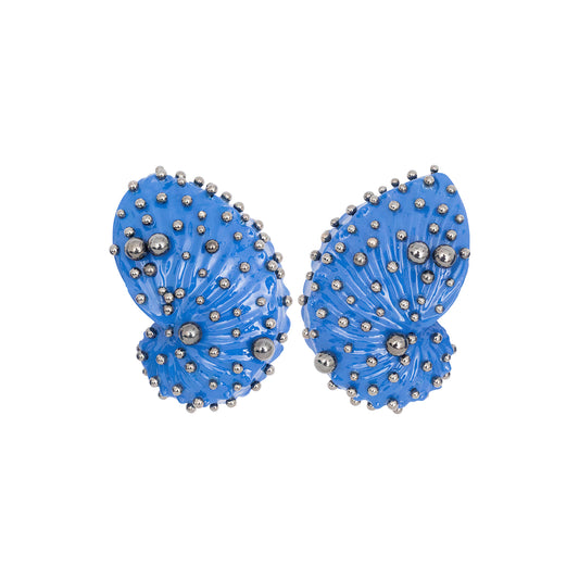 High-Polish Black Rhodium Cobalt Tidal Treasure Earrings