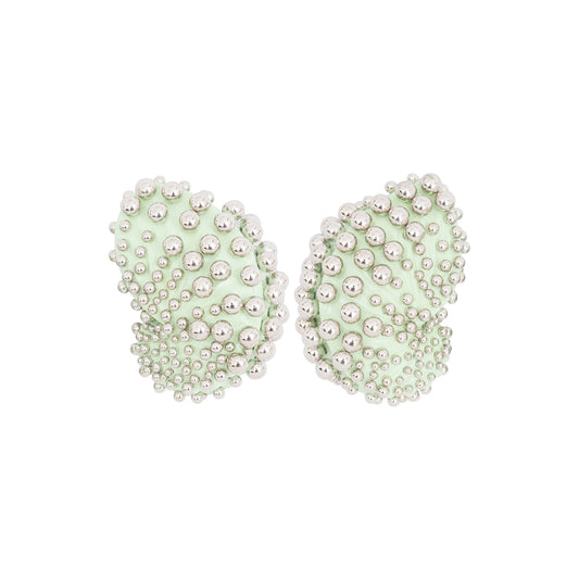 High-Polish White Rhodium Sage Tidal Treasure Earrings