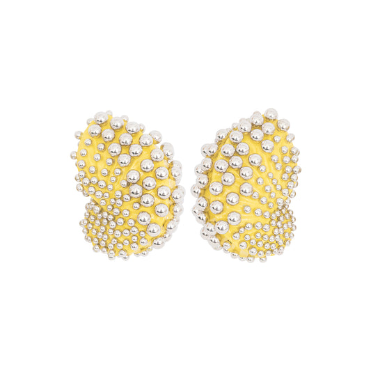 High-Polish White Rhodium Maize Tidal Treasure Earrings