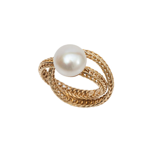 Crossover Chain Ring with Pearl