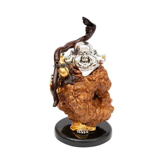 Burl Wood Happy Monk with Sceptre
