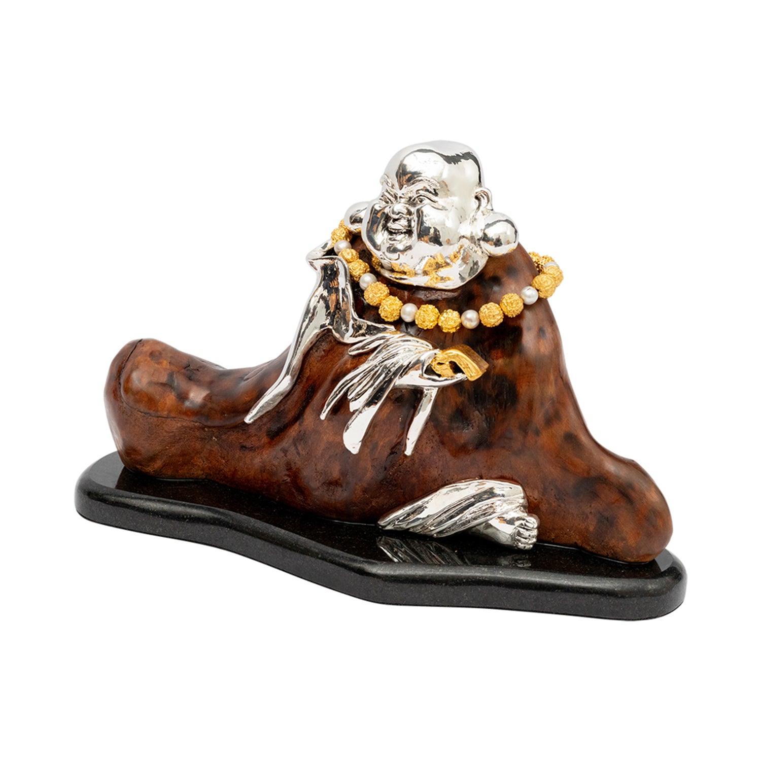 Burl Wood Happy Monk with Book