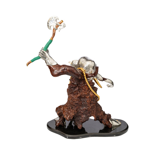 Ganesha Sculpture with Axe and Mushika Rat