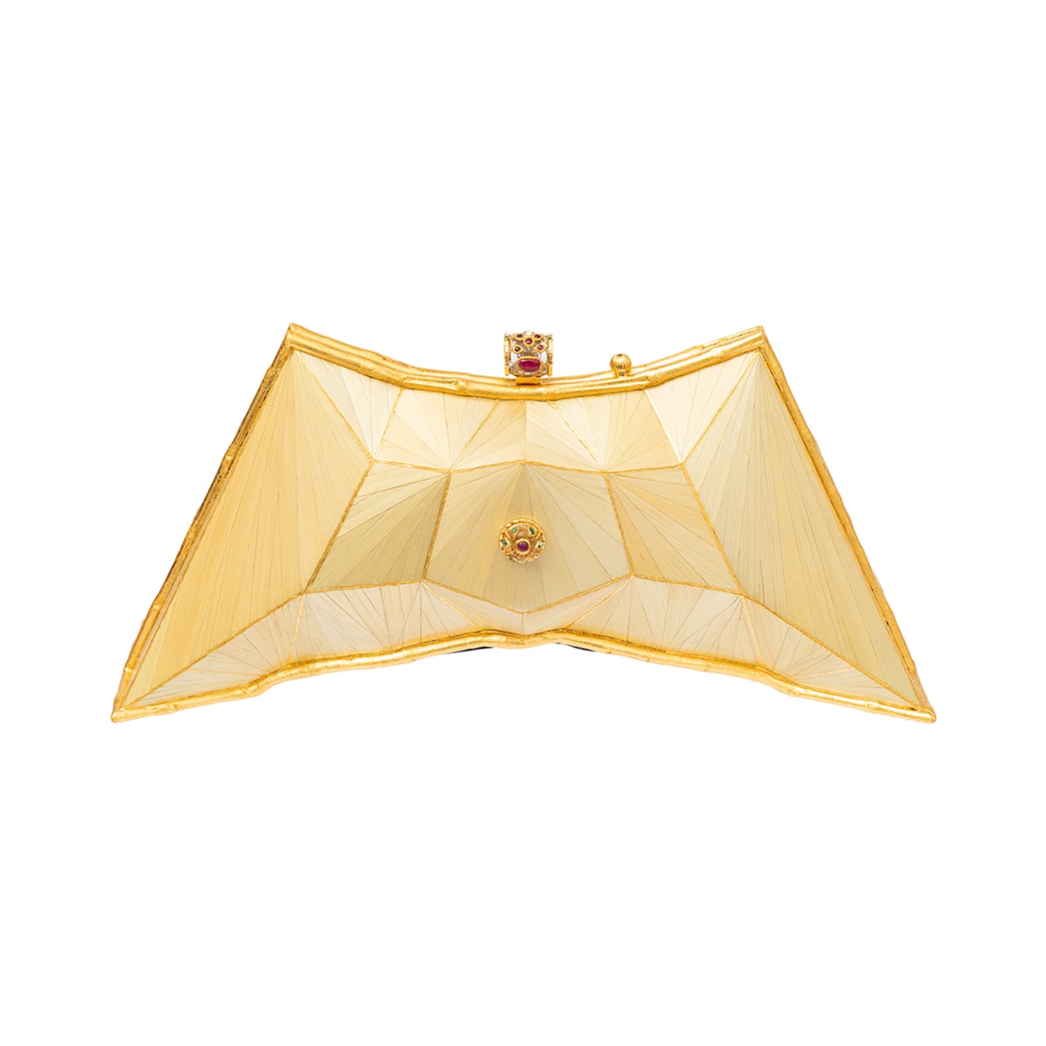 Marquetry Batman Clutch Bag with Crystal Kundan