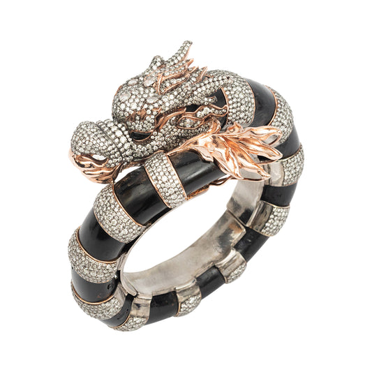 Dragon Bangle with Black Onyx and Diamonds