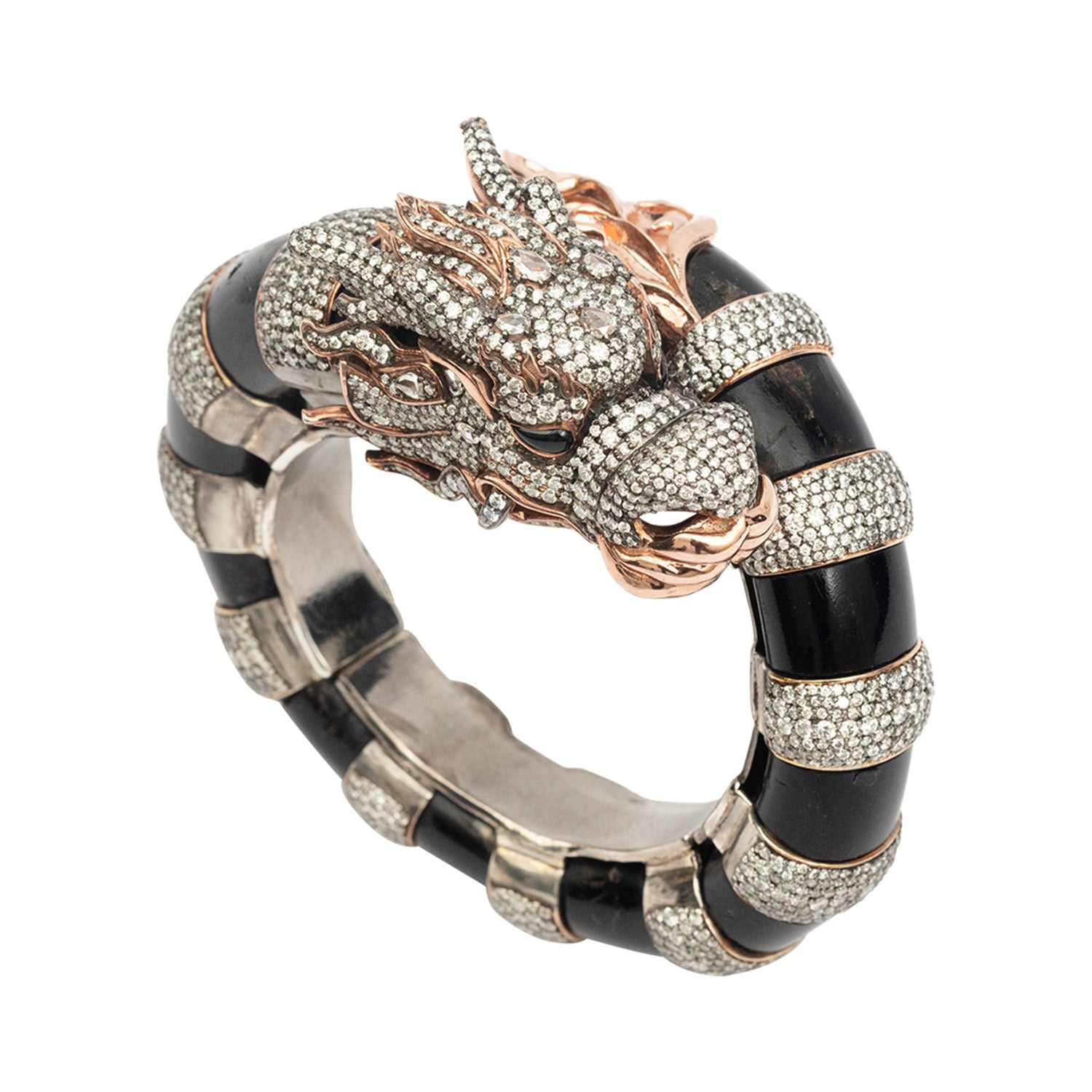 Dragon Bangle with Black Onyx and Diamonds
