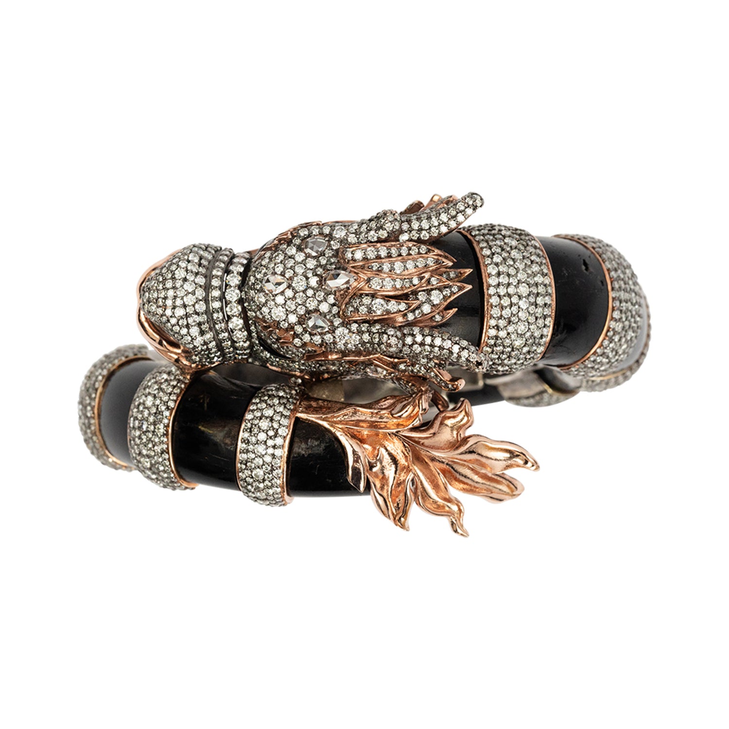 Dragon Bangle with Black Onyx and Diamonds