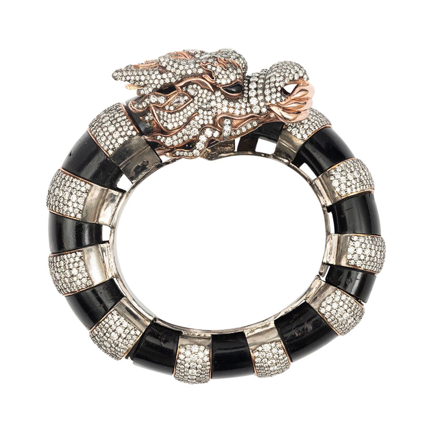 Dragon Bangle with Black Onyx and Diamonds