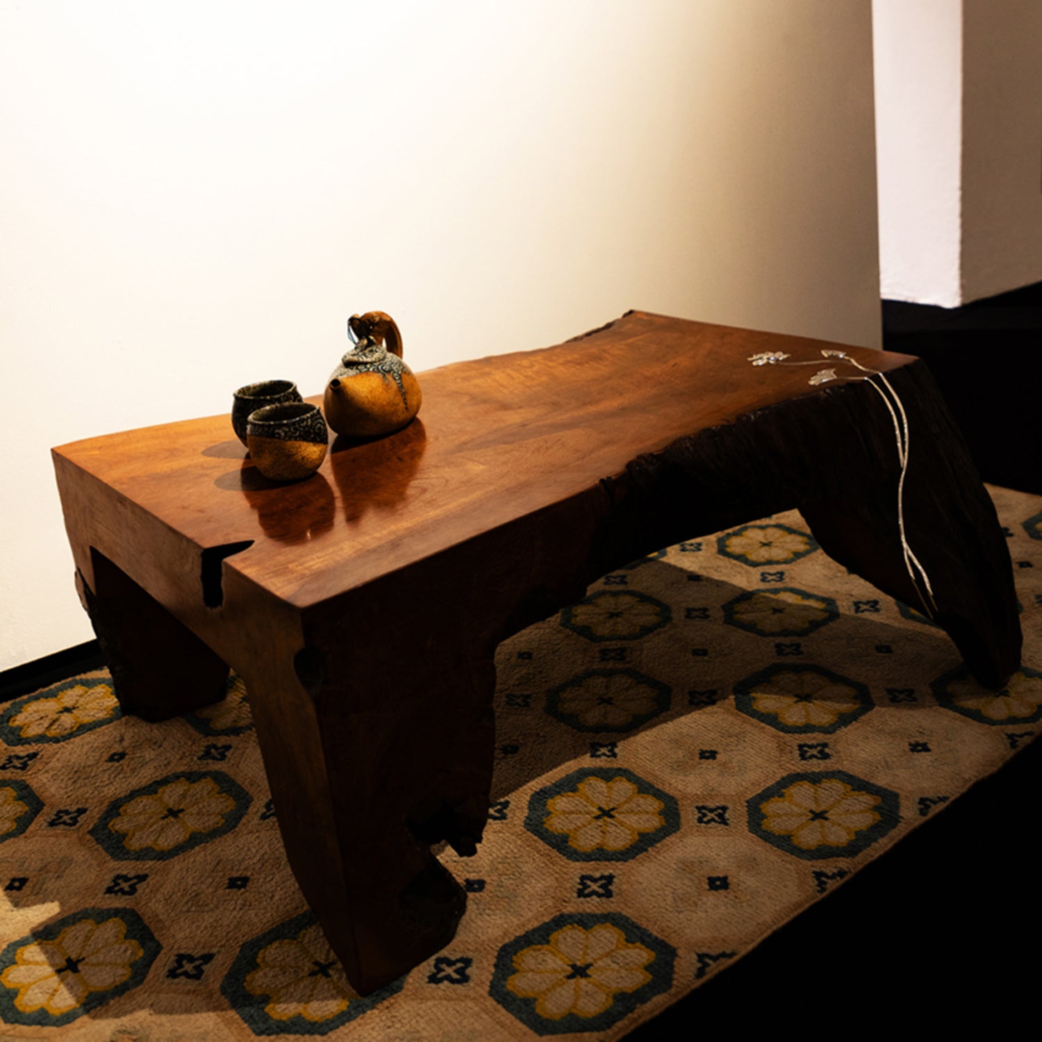 Floating Silver Lotus Teak Root Table