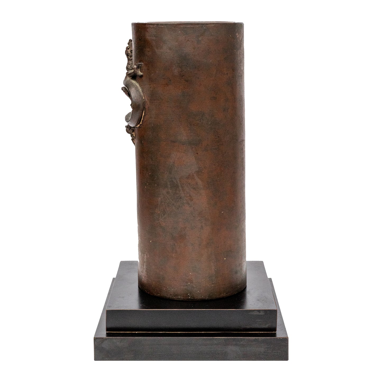 Bronze Holder with Dragon Motif on Wooden Base