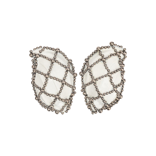 Grandeur Tidal Treasure Grid Earrings (BLANC)
