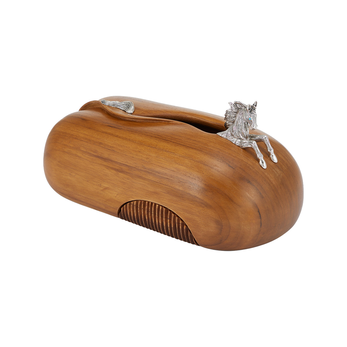 Wooden Tissue Box with Horse