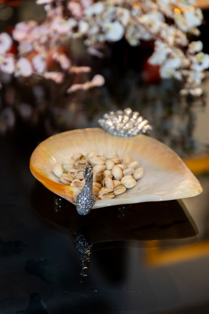 Mother of Pearl Plate with Peacock