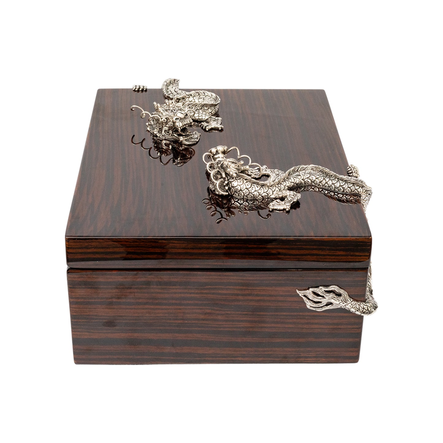 Cigar Humidor Box with silver Dragons #M
