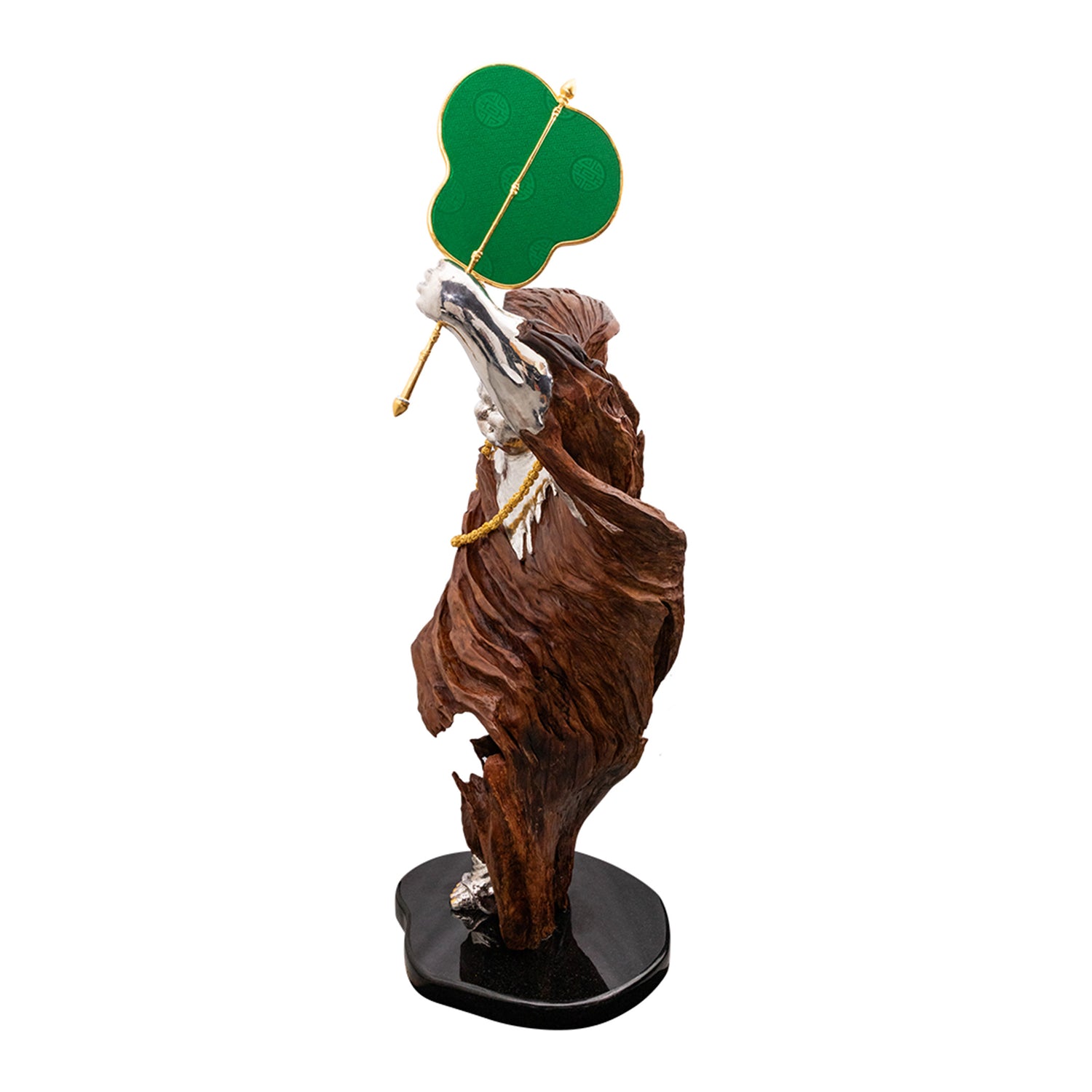 Happy Monk Sculpture with a Fan