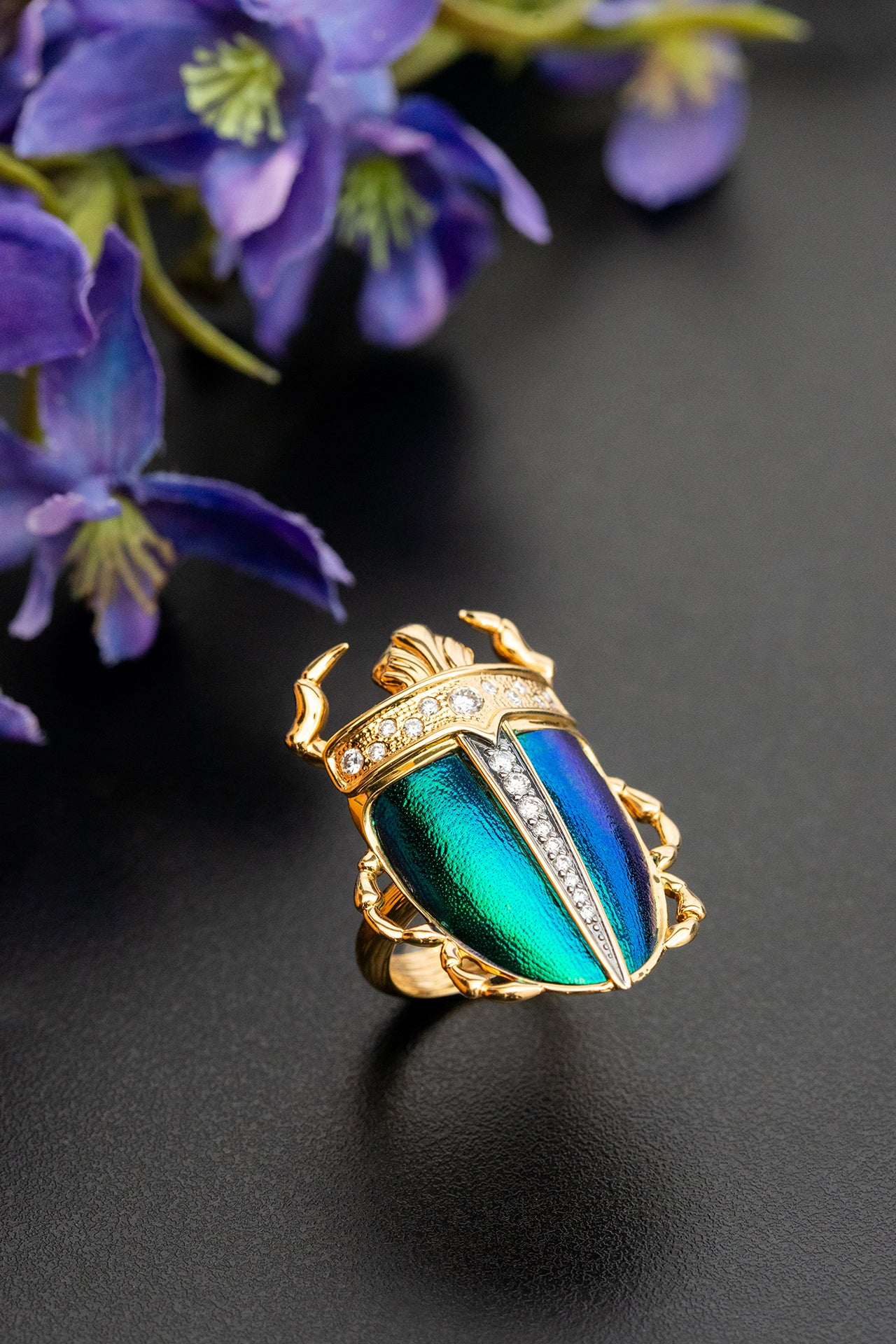 Scarab Beetle Ring with Diamond