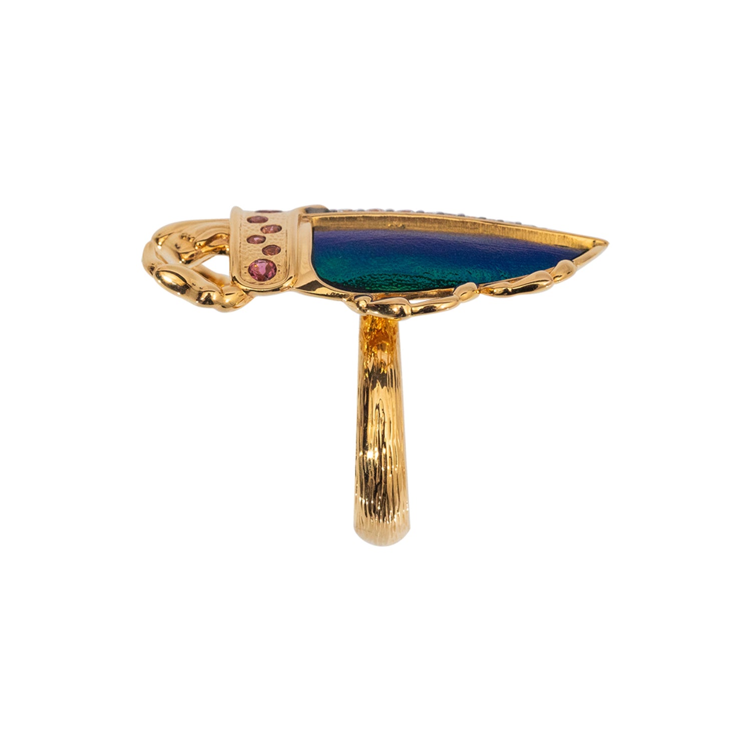 Scarab Beetle Ring with Diamonds & Pink Tourmaline