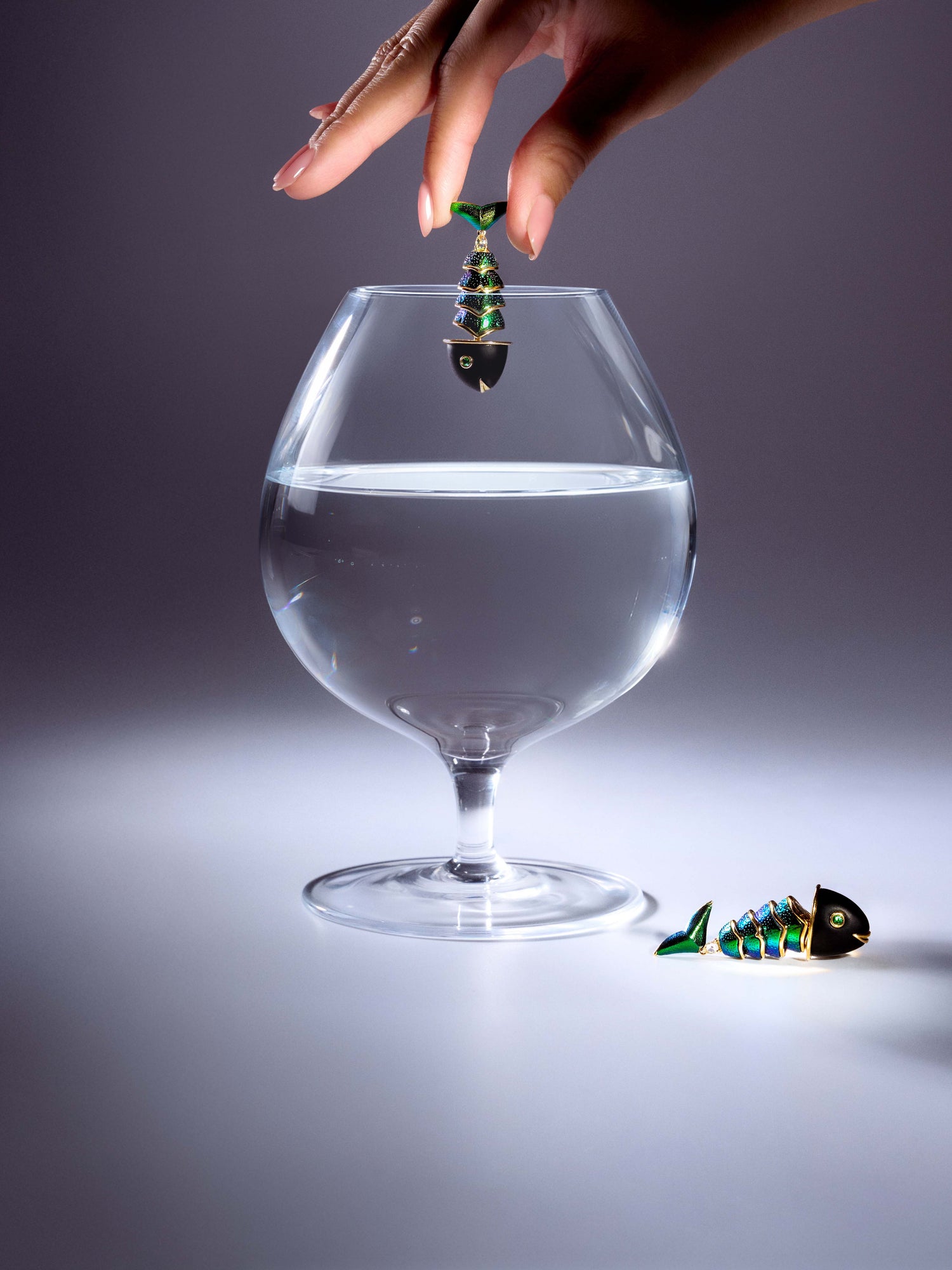 Scarab-Scaled Koi Fish Earrings with Diamond & Tsavorite