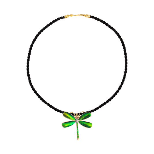 Graceful Scarab-Gilded Dragonfly Pendant/Brooch with Diamond and Ruby