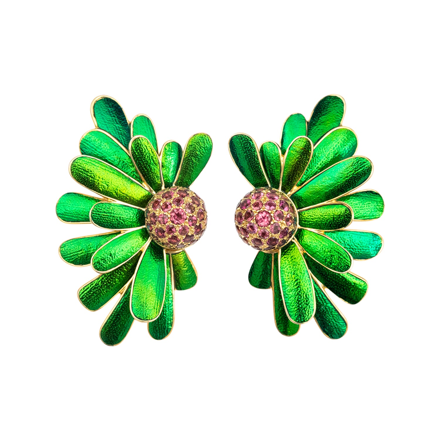 Radiating Scarab Sunburst and Pearl Earrings with Pink Tourmaline