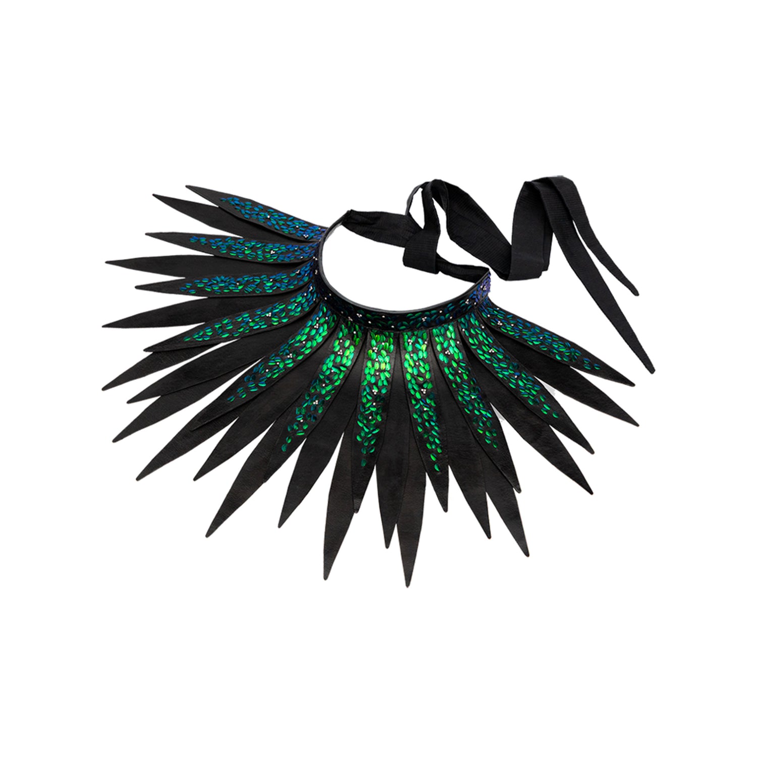 Scarab Couture Feather Collar with Diamond