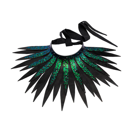 Scarab Couture Feather Collar with Diamond