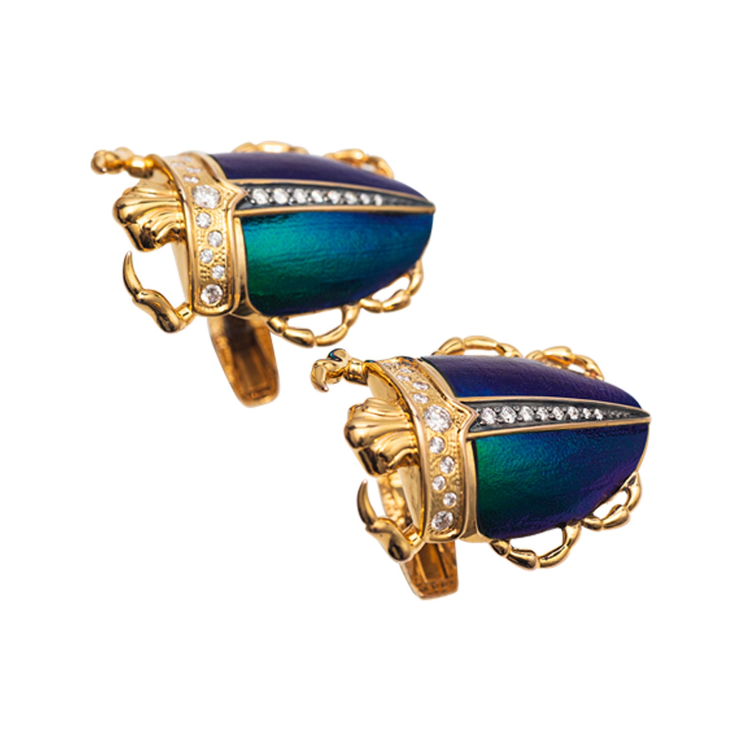 Scarab-Jewelled Beetle Cufflinks with Diamond