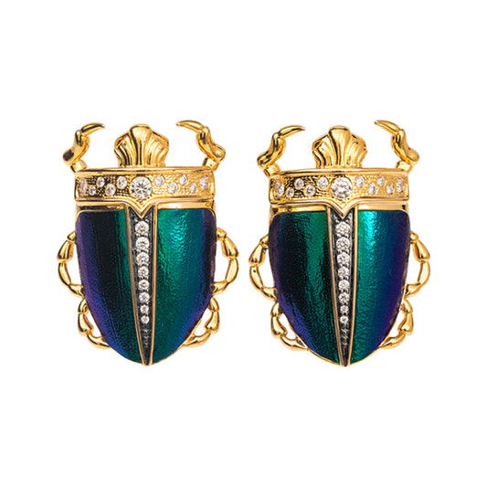 Scarab-Jewelled Beetle Cufflinks with Diamond